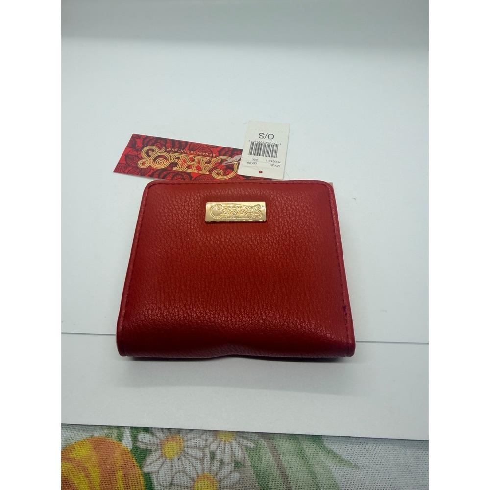 Carlos by Carlos Santana Red Pebbled Bifold Wallet ID Window 761324-611 NEW
